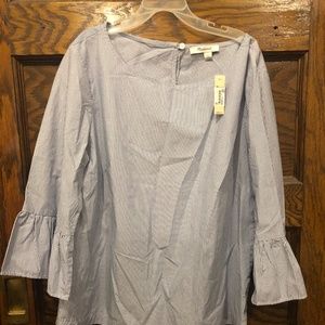 Madewell striped top with ruffle sleeves